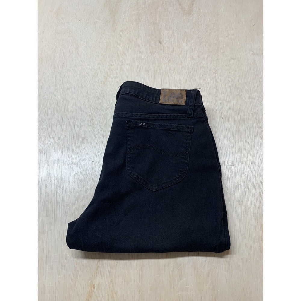 Lee Jeans Regular Fit Boot Cut Black Denim Stretch Womens Size 10M Approx 31x29